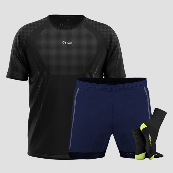 Kit Camiseta Apex + Bermuda Aerofit + Meia Performance 7