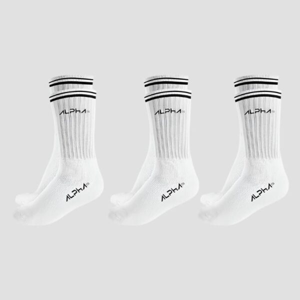 Kit 3 Meias Masculinas Cano Médio Alpha Co - Branco