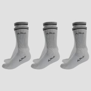 Kit 3 Meias Masculinas Cano Médio Alpha Co - Cinza
