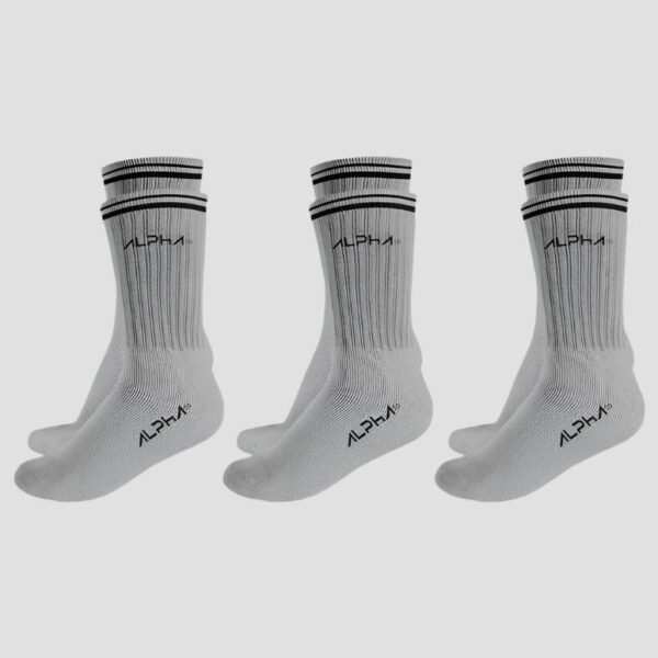 Kit 3 Meias Masculinas Cano Médio Alpha Co - Cinza